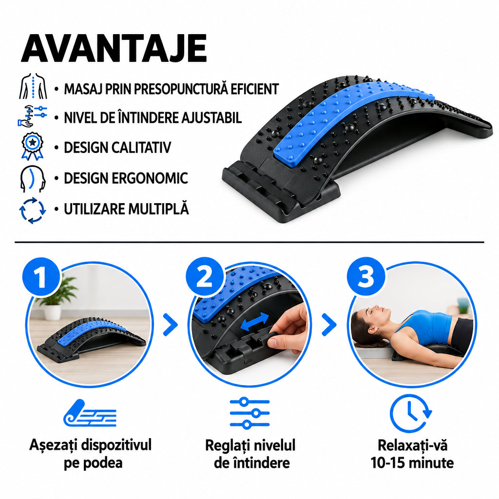 Aparat de masaj pentru ameliorarea durerilor de spate