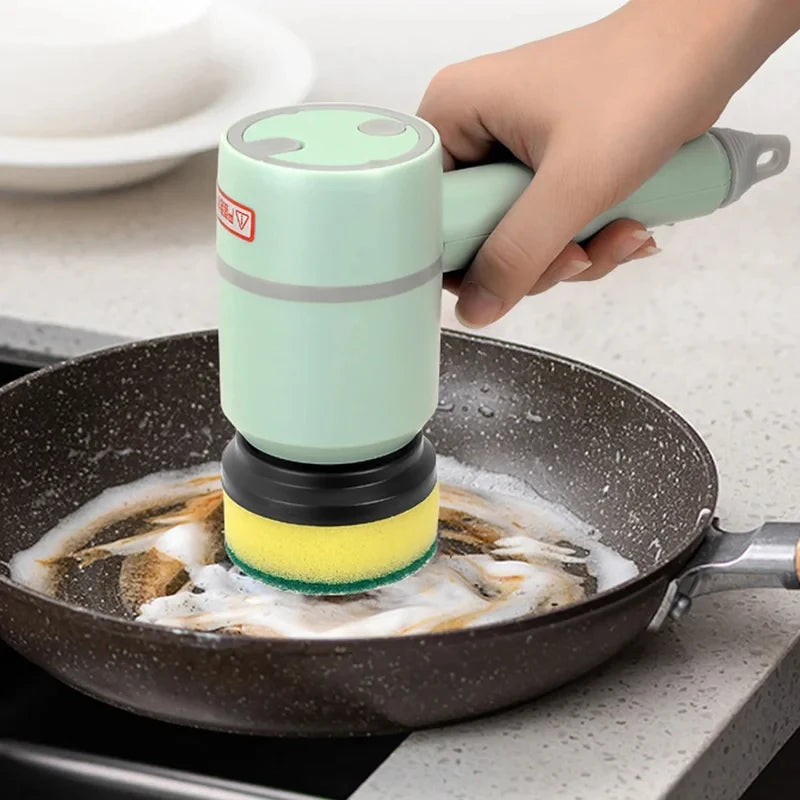 Multifunctional Electric Cleaning Brush Long Handle Replaceable Brush Heads USB Rechargeable Cleaner for Baby Bottle Dishes Bath